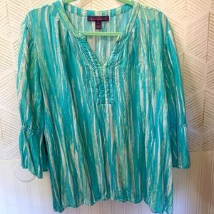 XXL Gloria Vanderbilt blue, boho style top.